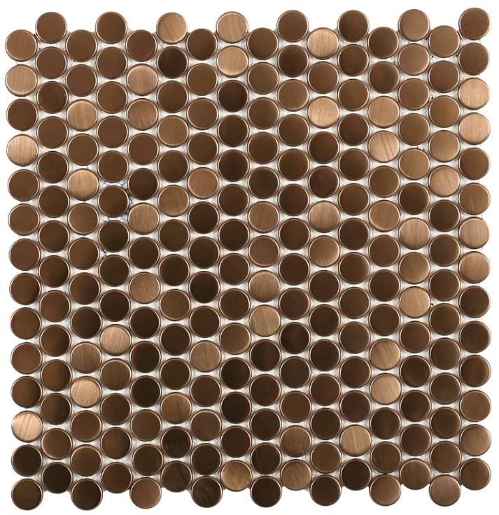 Metal Copper Stainless 3/4" Penny Round Mosaic Tile