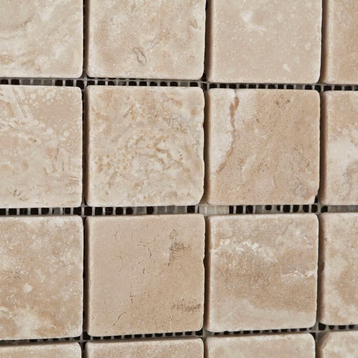 Durango Beige 2"x2" Honed & Tumbled Stone Mosaic