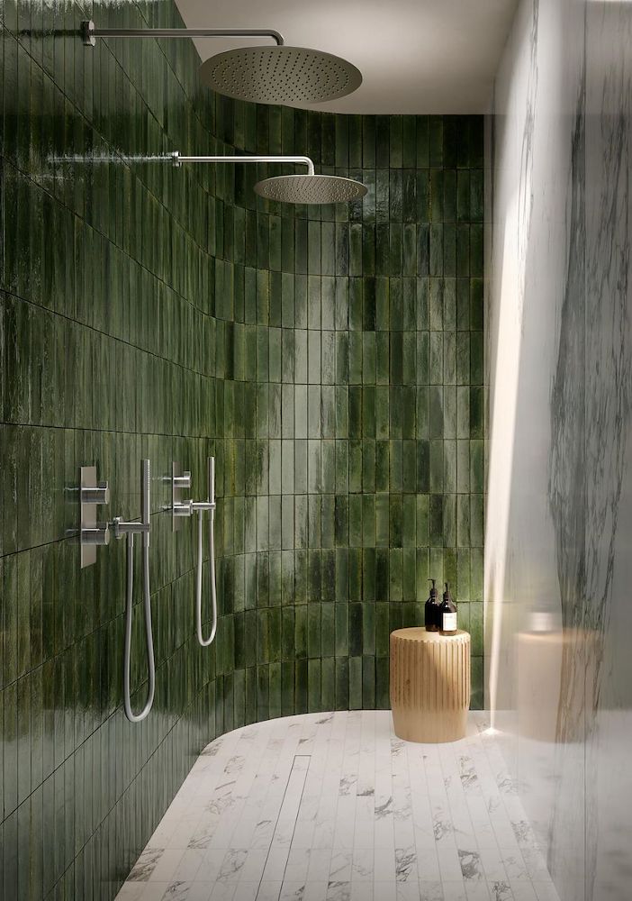 Porcelain Wall Tile Look Olive 2"x10" Glossy