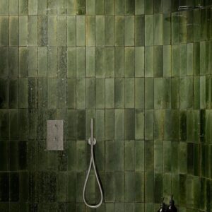 Porcelain Wall Tile Look Olive 2"x10" Glossy