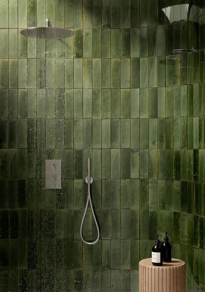 Porcelain Wall Tile Look Olive 2"x10" Glossy